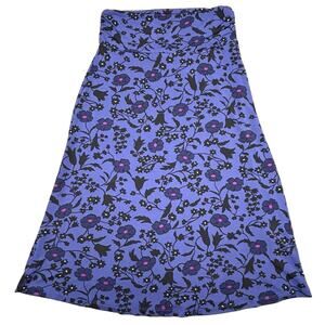 Gilli Skirt Women's Small Purple Floral Flowers Midi Pull On Stretch Lightweight